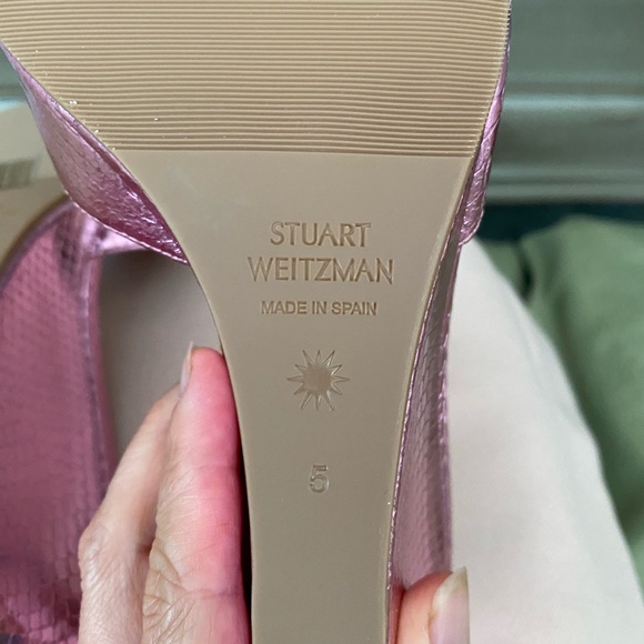 Stuart Weitzman metallic pink wedges sandals shoes 5 - Picture 6 of 7